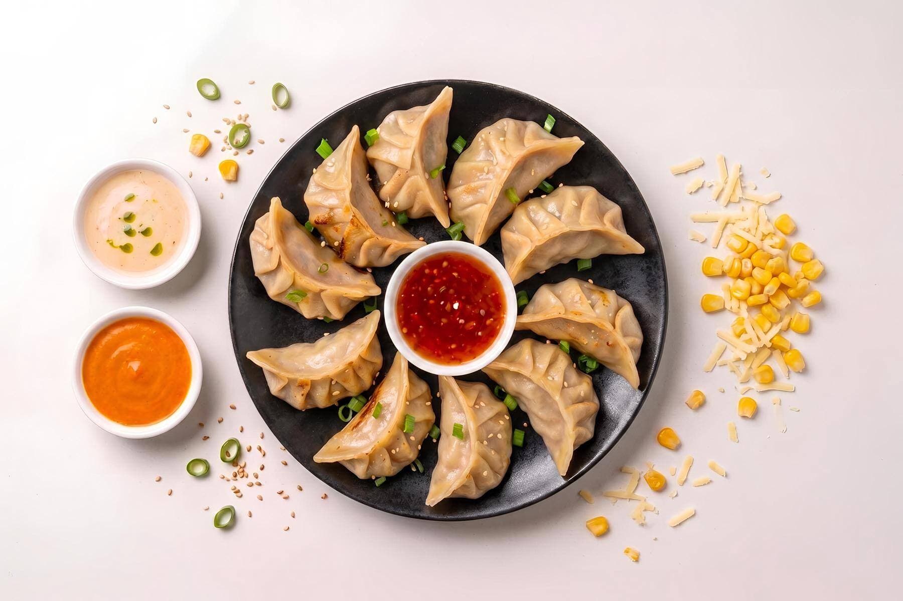 Inferno Cheese & Corn Steamed Momos [10 Pieces]